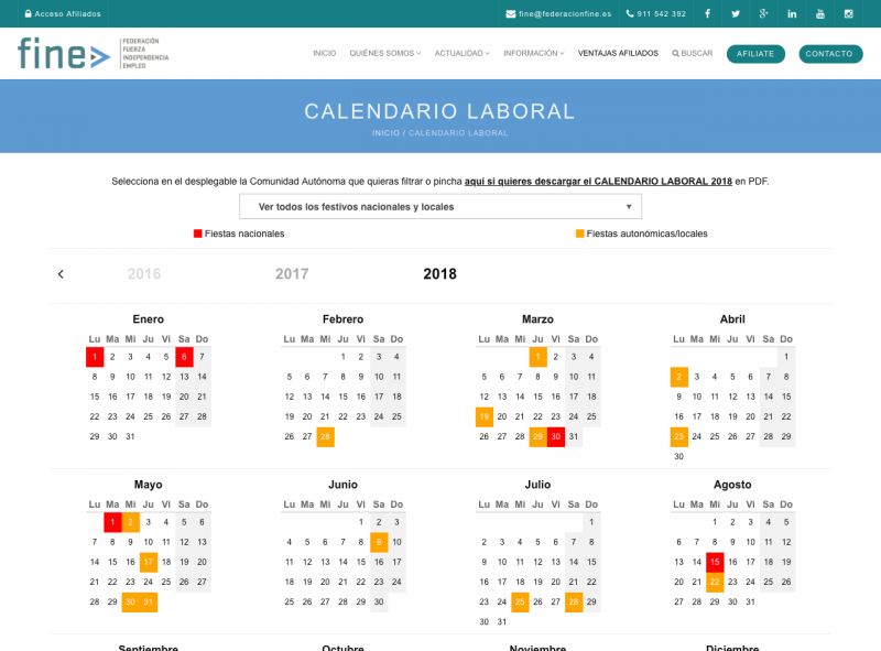 Calendario Laboral - Nivel 13 - Pginas Web y APP Mviles - Toledo